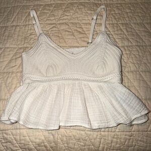 Hollister Cream Knit Babydoll Crop Top